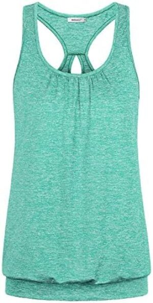 Womens Scoop Neck Short Sleeve Yoga Top Loose Fit Sport Workout T Shirt