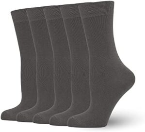Women's Soft Thin Viscose Bamboo Crew Socks, Fit Stretchy Casual, Business, Dress Calf Sock 5 Pairs