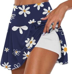 Women's Tennis Camo Skirt Athletic Stretchy Skirt Tummy Control High Waisted Elastic Sports Lightweight Skorts