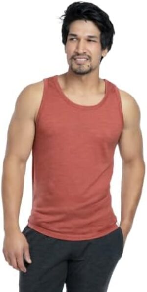Woolly Clothing Men's Merino Wool Track Tank Top - Ultralight - Wicking Breathable Anti-Odor - Brick Red - XXL