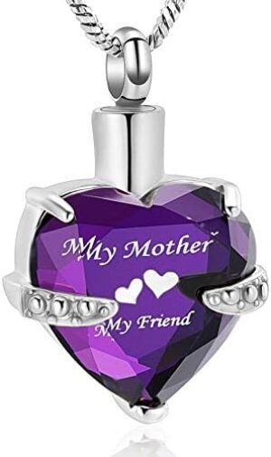Yinplsmemory Mom Urn Necklace for Ashes Crystal Hollow Heart Pendant Ashes Keepsake Jewelry - Mother Cremation Memorial Gift