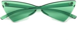 Yoela OLIN Triangle Thick Rimless Sunglasses One Piece Colored Transparent glasses For Women and Men, Green