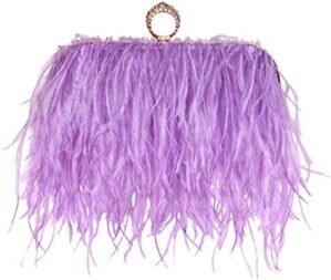 ZAKIA Women's Real Natural Ostrich Feather Tote Evening Dress Bag Shoulder Bag Party Money Bag Wallet Clutch