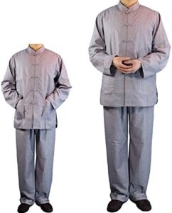 ZooBoo Monk Buddhist Costume Robes Chinese Traditional Buddha Shaolin Martial Art Stand-collar Wushu Cultural Suits Gray