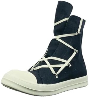 owen seak High-TOP Sneakers for Women Men Casual Canvas Lace Up Zip Platform Walking Shoes Streetwear Black Boots