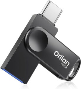 128GB USB C Flash Drive, Dual Drive USB 3.0 and Type C Thumb Drive Up to 110MB/s Read Metal Waterproof Swivel Design Portable for PC Laptop Tablet Android Smartphone iPhone 15 and More, Black