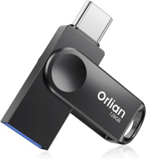 128GB USB C Flash Drive, Dual Drive USB 3.0 and Type C Thumb Drive Up to 110MB/s Read Metal Waterproof Swivel Design Portable for PC Laptop Tablet Android Smartphone iPhone 15 and More, Black