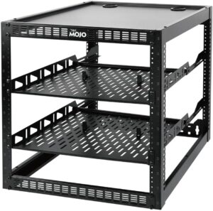 12U Open Frame Network Rack for IT & AV Gear, AV Rack Floor Standing or Wall Mounted,with 2 PCS 1U Rack Shelves & Mounting Hardware,Network Rack for 19" Networking,Audio and Video Device