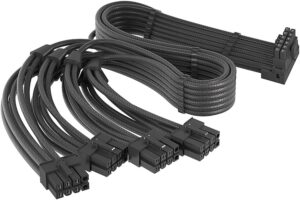 12VHPWR 90 Degree Right Angle Adapter for Corsair 12VHPWR 16AWG 600W PCIE 5.0 12+4 16 Pin for RTX 4090 4080 3090TI 4070Ti GPU, 4X 8 Pin ONLY for Corsair Modular Power Supply (Type A)