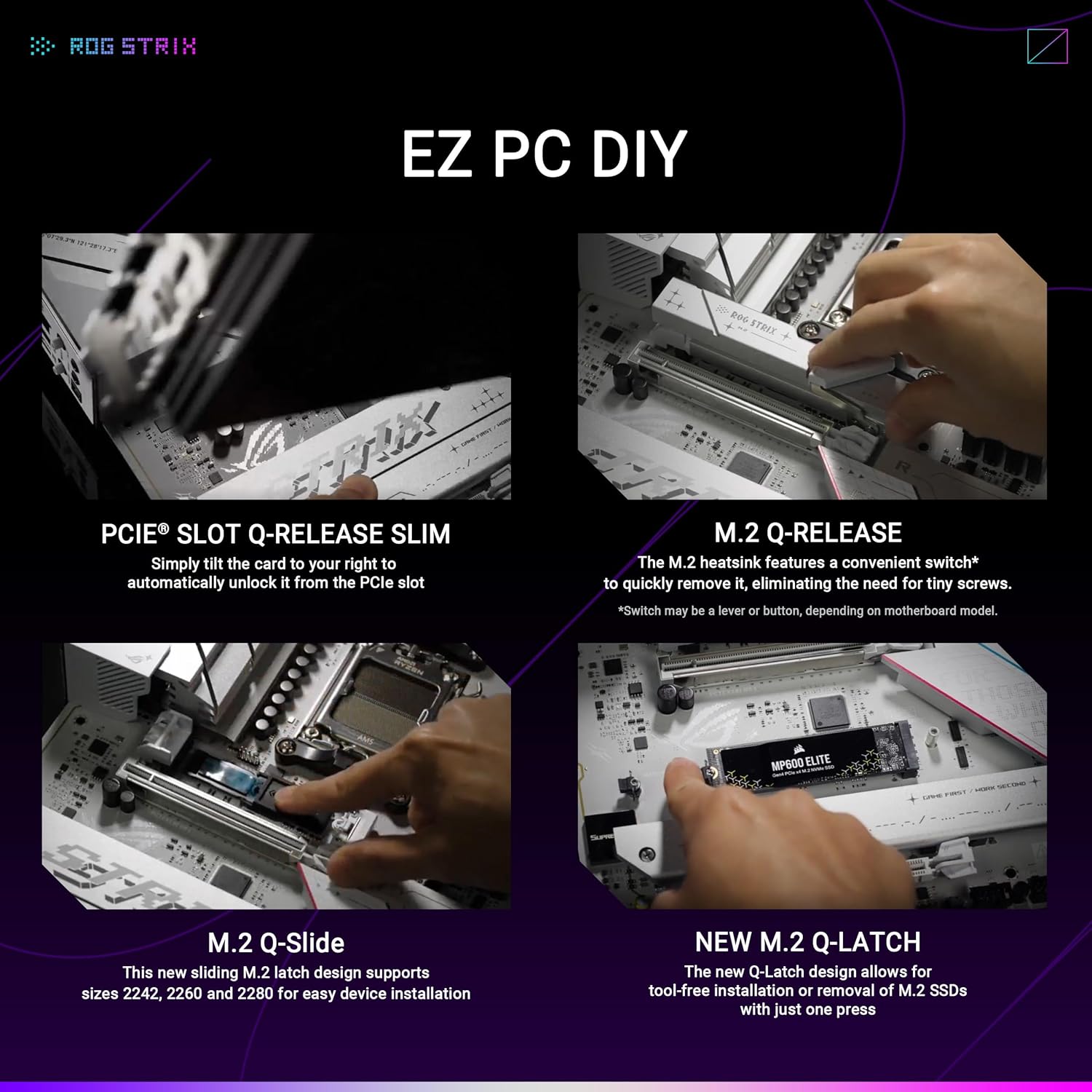 ASUS ROG Strix B850-A Gaming WiFi AMD AM5 B850 ATX Motherboard 14+2+2 Power Stages, DDR5 AEMP, 2.5G LAN, WiFi 7 with Q-Antenna, 4X M.2, PCIe® 5.0, USB 20Gbps Type-C, AI Networking II, ASUS AI Advisor - Image 5