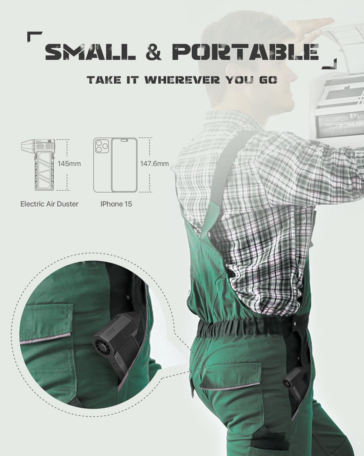 EUKI Compressed Air Duster-150000RPM Electric Air Duster, Cordless Rechargeable High-Speed Air Blower, 3-Gear Adjustable Jet Dry Blower for Keyboard, PC, Car, Air Bed and Home Cleaning, Black - Image 8