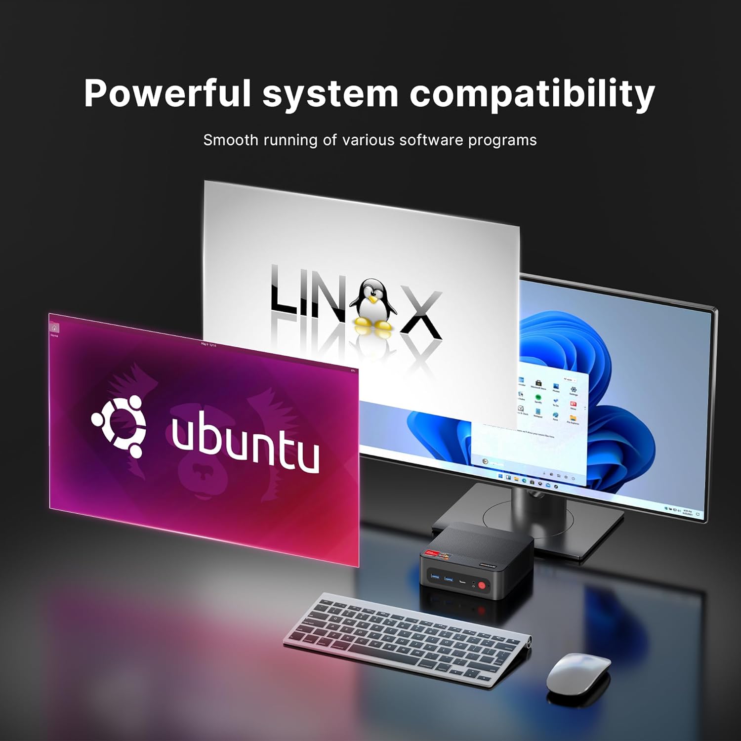 P4 Light Gaming Mini PC Ryzen 7 5700U 32GB RAM 1TB SSD Winodws 11 Pro Triple 4K 60HZ Displays Desktop Computers, Support PS3 Emulator Micro PC, HDMI+DP+Type-C, WiFi 6E, BT5.2, Dual 2.5GbE LAN - Image 7