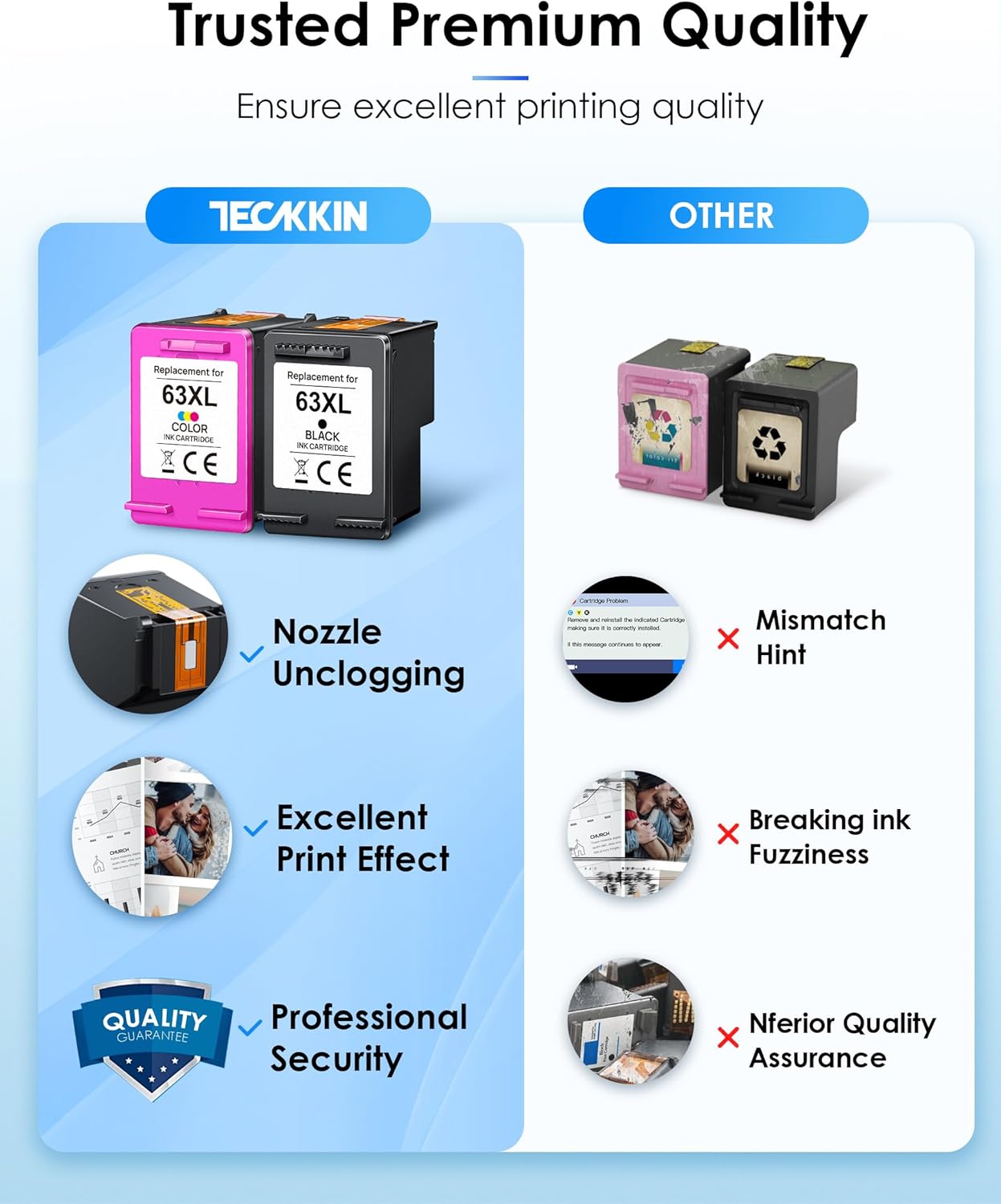 63XL Black/Tri-Color Ink Cartridge (2-Pack) for HP Ink 63 Replacement for HP 63XL Ink Cartridge Combo Pack Work for HP OfficeJet 3830 4650 5255 5258; Envy 4520 4512; DeskJet 1112 2130 3630 Printer - Image 6