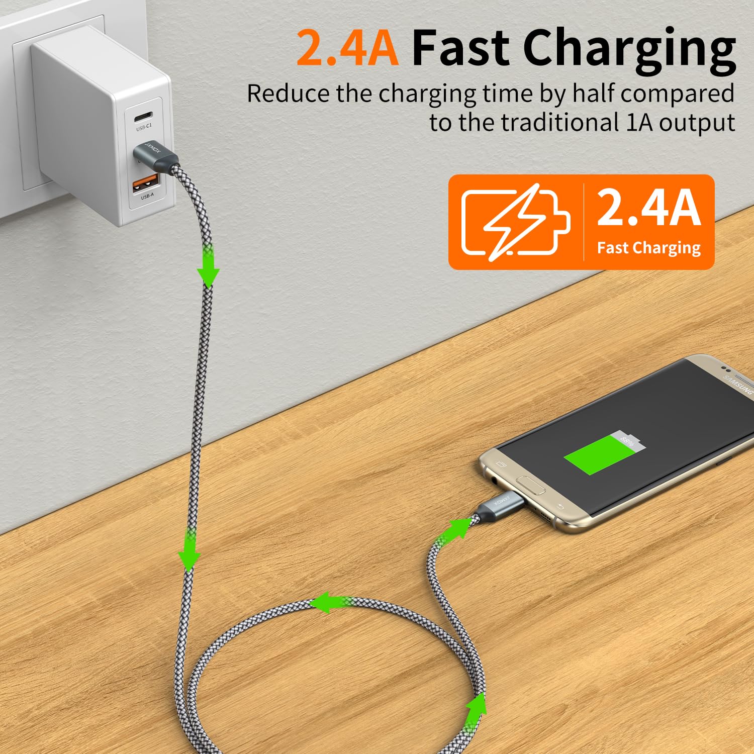 JXMOX USB C to Micro USB Cable, (3.3ft 2-Pack) Type C to Micro USB Charger Cord, Support Charge & Sync Compatible with Kindle/PS4/Xbox One/Android Phone and Samsung S7 S6 S5 and Micro USB Devices - Image 4