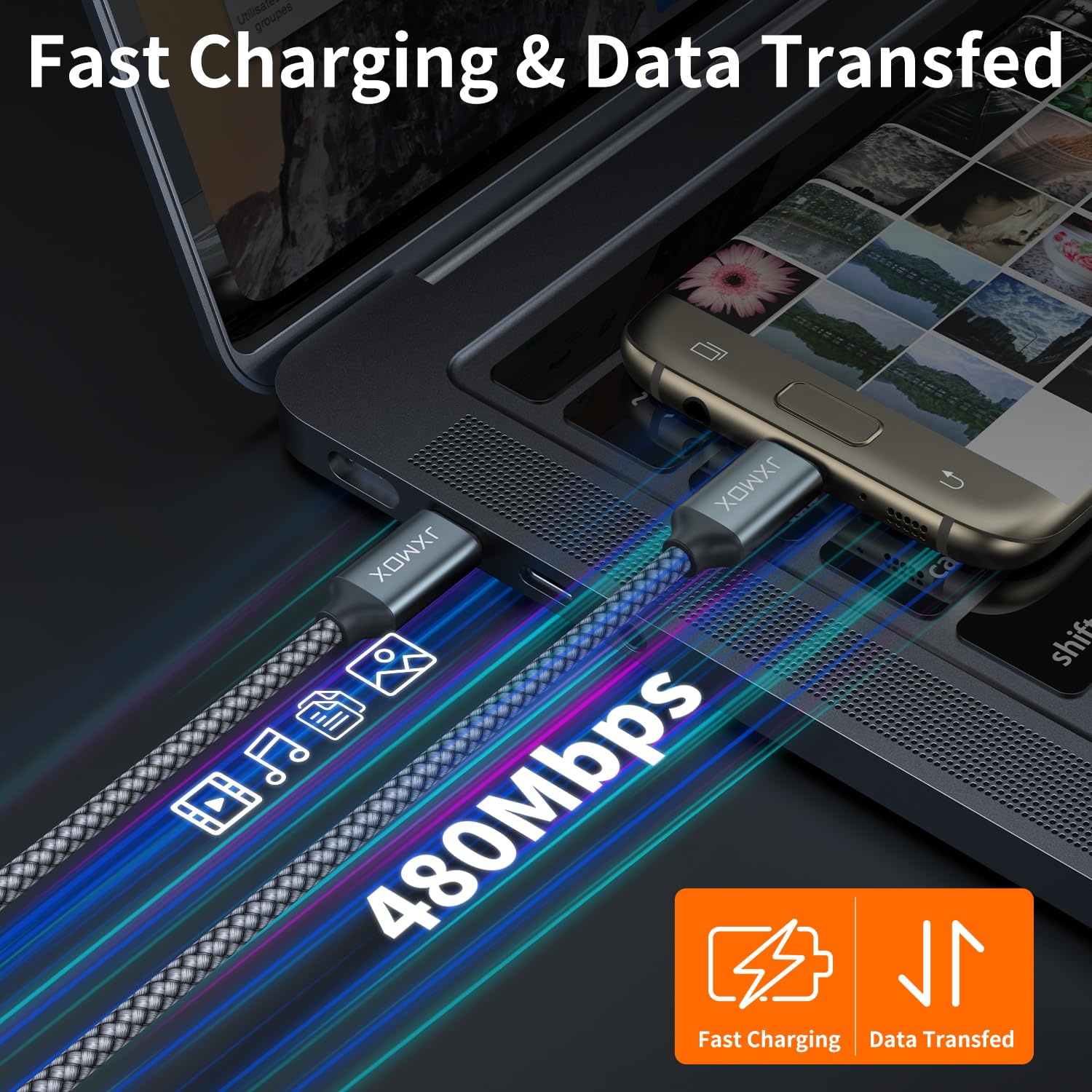 JXMOX USB C to Micro USB Cable, (3.3ft 2-Pack) Type C to Micro USB Charger Cord, Support Charge & Sync Compatible with Kindle/PS4/Xbox One/Android Phone and Samsung S7 S6 S5 and Micro USB Devices - Image 5