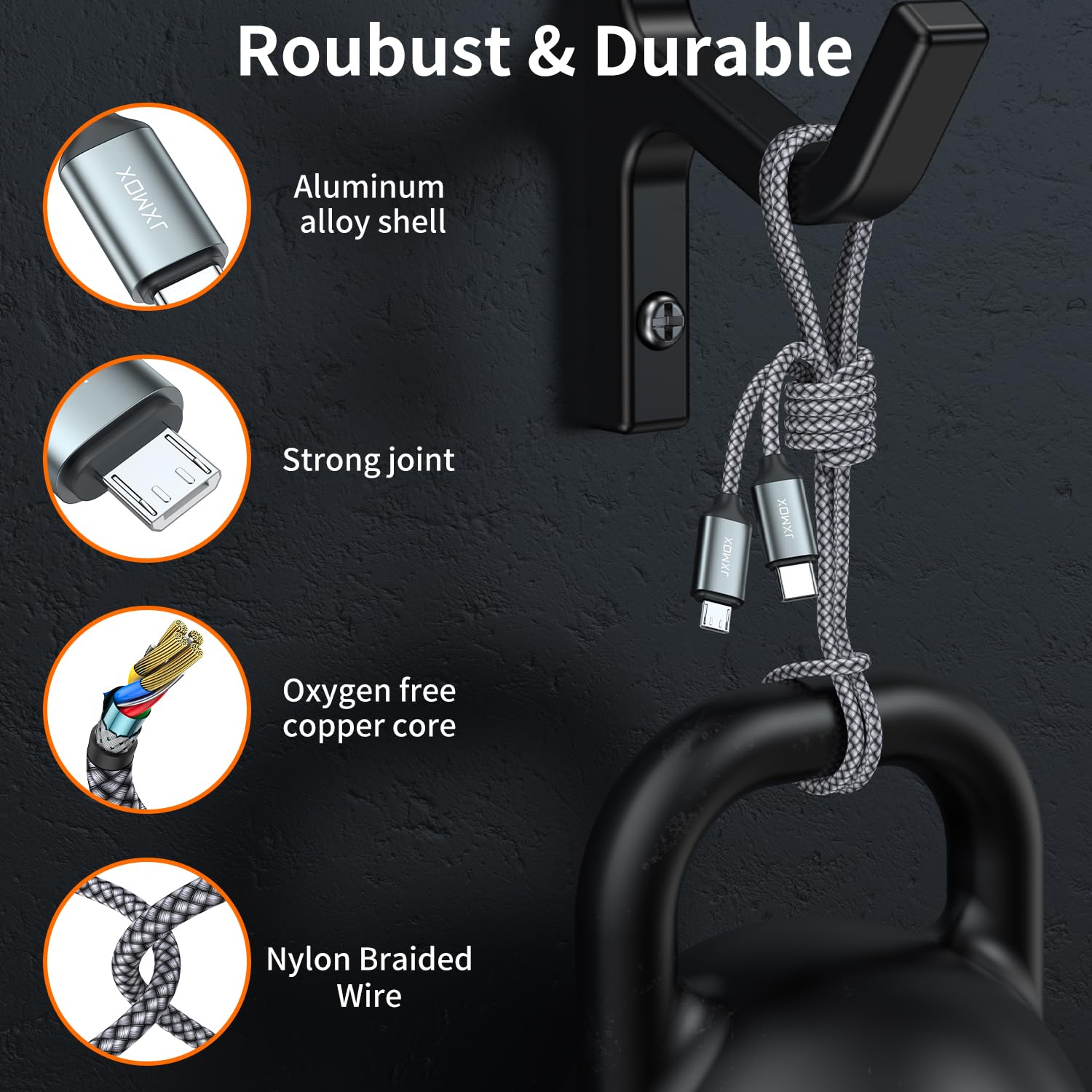 JXMOX USB C to Micro USB Cable, (3.3ft 2-Pack) Type C to Micro USB Charger Cord, Support Charge & Sync Compatible with Kindle/PS4/Xbox One/Android Phone and Samsung S7 S6 S5 and Micro USB Devices - Image 6