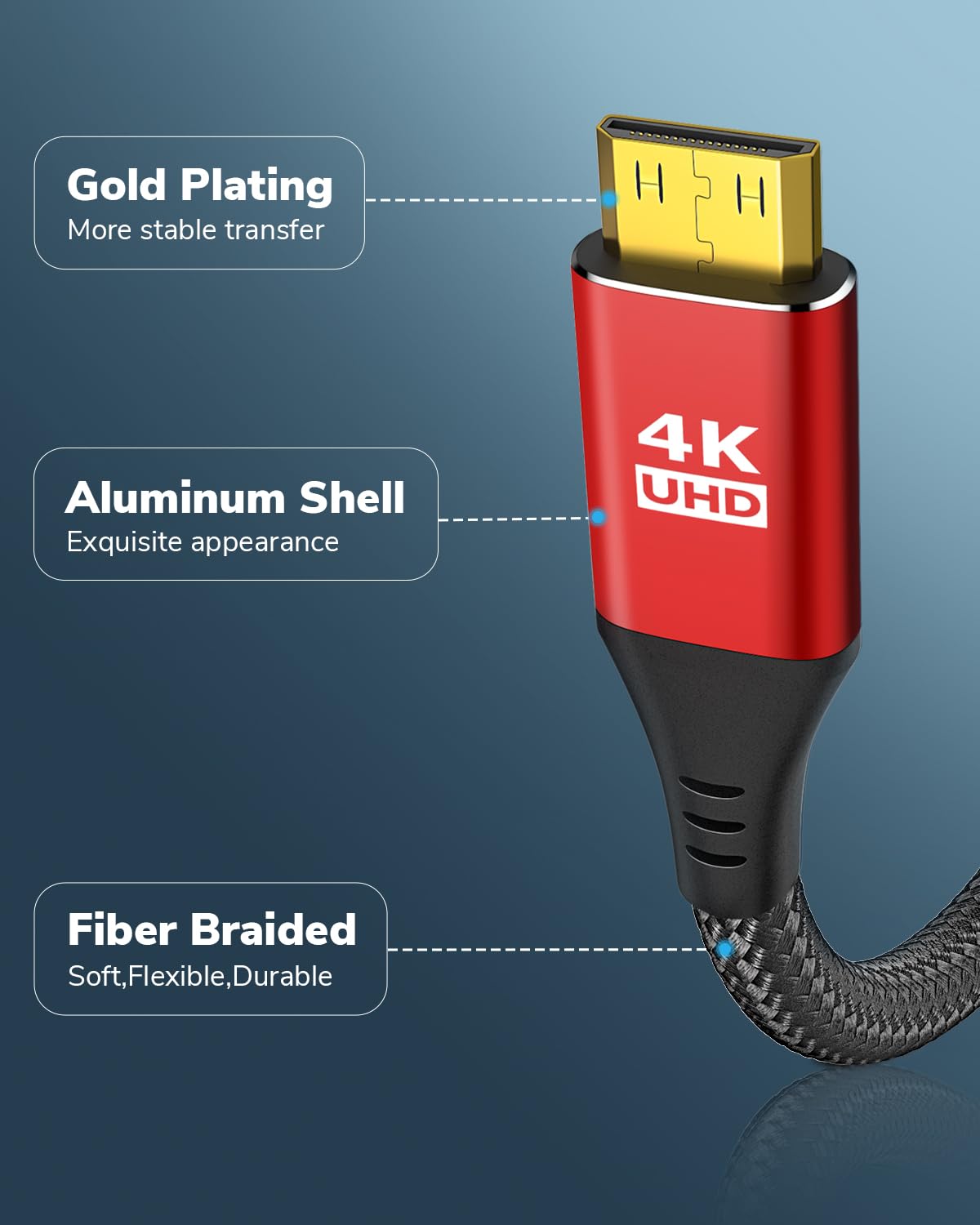 4K USB C to Mini HDMI Cable 3FT, Supports 4K@60Hz, 2K@120Hz, High Speed Type-C to Mini HDMI Uni-Directional Cord, for Steam Deck, ROG Ally, Laptop, MacBook, KYY, ARZOPA, MNN Portable Monitor - Image 5