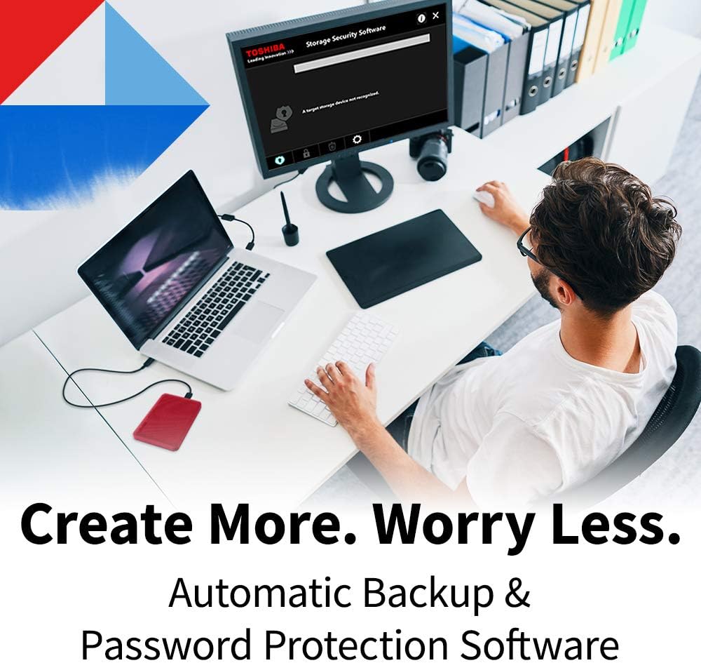 Toshiba Canvio Advance 2TB Portable External Hard Drive USB 3.0, Red - HDTCA20XR3AA - Image 3