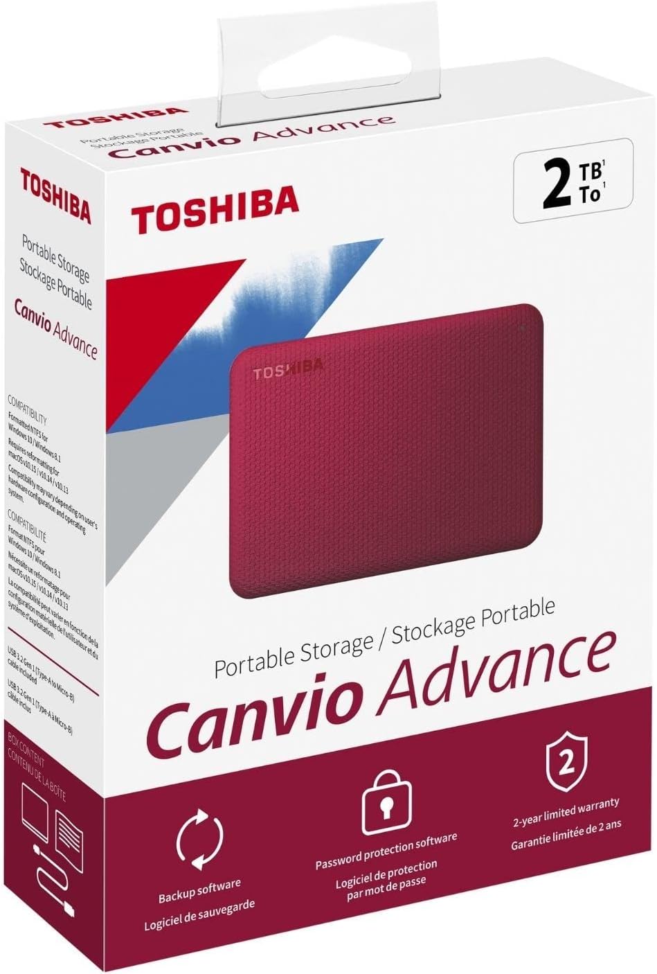 Toshiba Canvio Advance 2TB Portable External Hard Drive USB 3.0, Red - HDTCA20XR3AA - Image 12