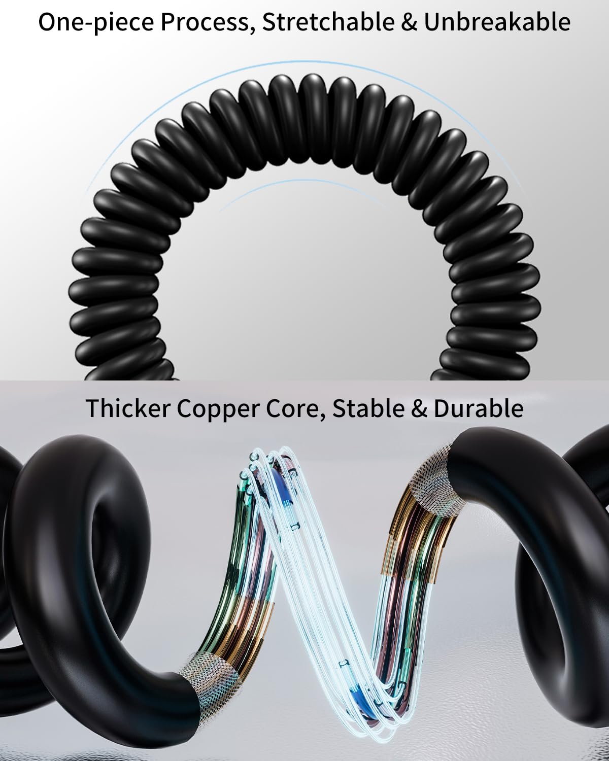 Coiled USB C Cable 2 Pack, USB Type C Coiled Cable Fast Charging USB to USB C Cord Coiled for iPhone 16 15 Pro Max, Samsung Galaxy S24 S23, Moto G8, Google Pixel, Retractable USB C Cable for Car - Image 4