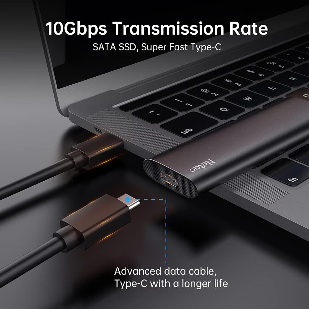 Netac 500GB Portable SSD USB 3.2 Gen 2 (10 Gbps, Type-C) External Solid State Drive Backup Slim Portable Drive for File Storage/Business Travel Essential, Rapid Read & Write Low Noise, Zslim - Image 3