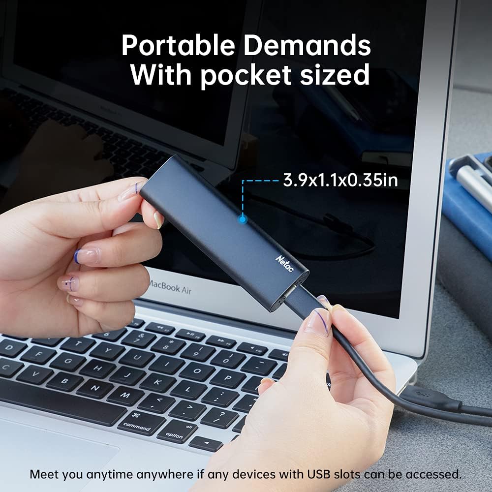 Netac 500GB Portable SSD USB 3.2 Gen 2 (10 Gbps, Type-C) External Solid State Drive Backup Slim Portable Drive for File Storage/Business Travel Essential, Rapid Read & Write Low Noise, Zslim - Image 6