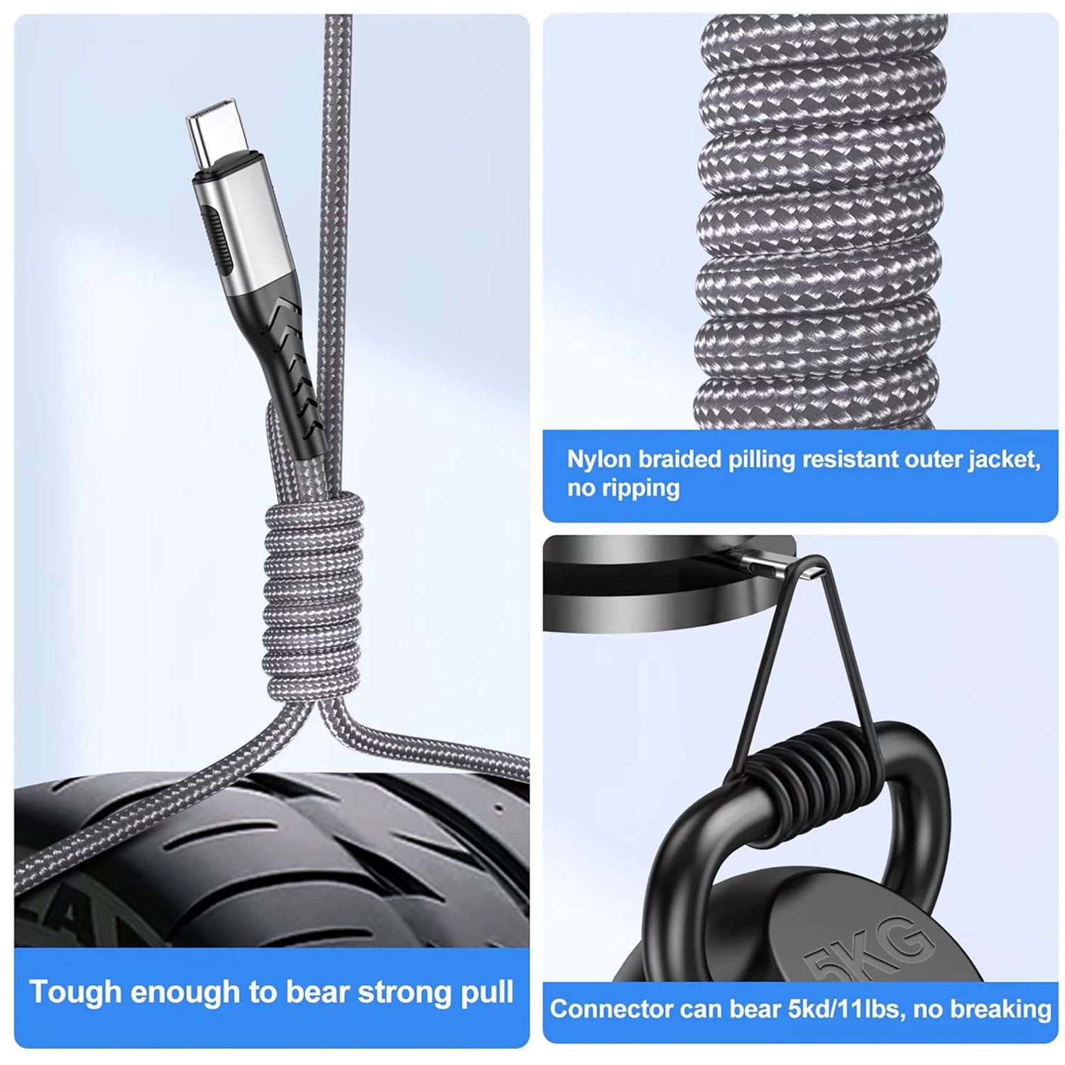 Durcord USB C to USB C Cable, 2Pack100W 3ft USB C Charger Cable Fast Charging for Android Phone Pad, Type C to Type C Charger Braided Compatible with iPhone 15 Pro/Plus/Max/Android/Phone/Pad - Image 4