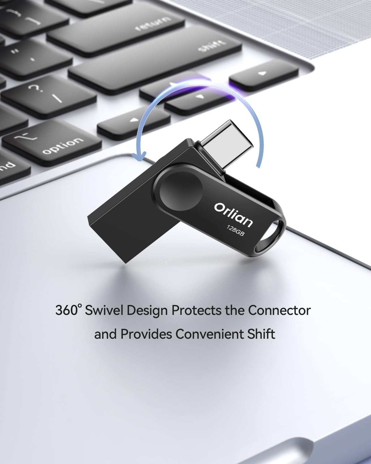 128GB USB C Flash Drive, Dual Drive USB 3.0 and Type C Thumb Drive Up to 110MB/s Read Metal Waterproof Swivel Design Portable for PC Laptop Tablet Android Smartphone iPhone 15 and More, Black - Image 4