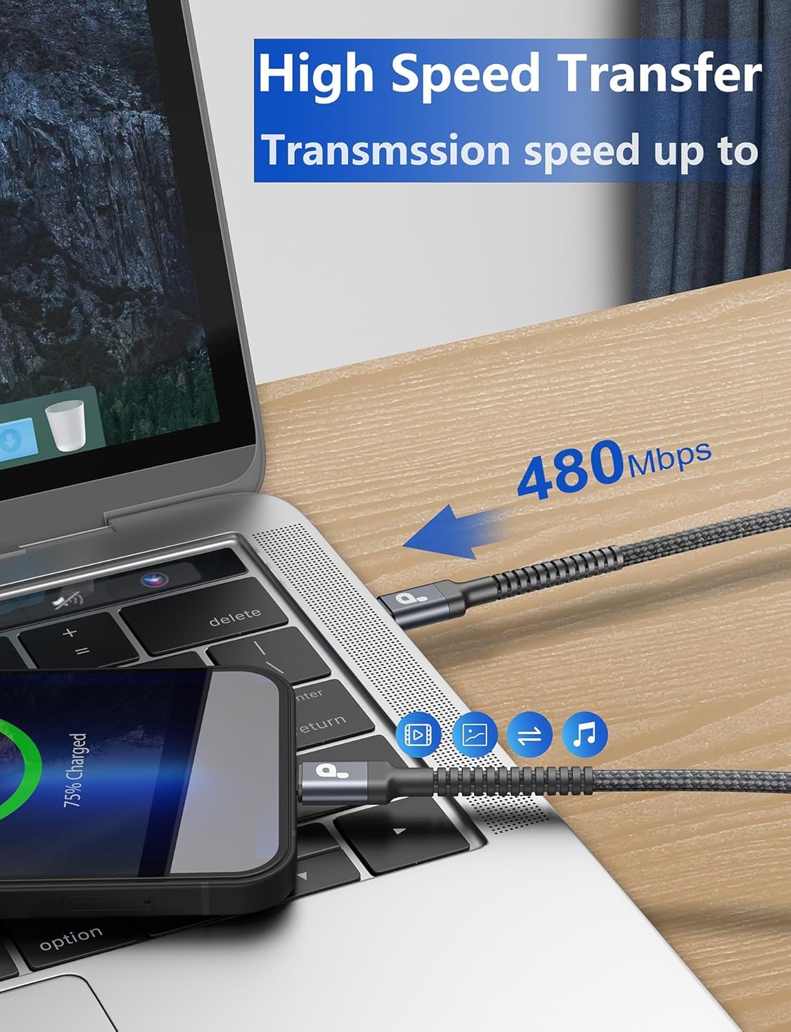 USB C to USB C Cable 10FT, 2Pack USB C Charger Cable, Long Type C Fast Charging Cable Nylon Braided USBC Charger Cord Compatible with iPhone 16/15/Pro/Plus/Pro Max/Samsung Galaxy S23/LG/Switch - Image 4
