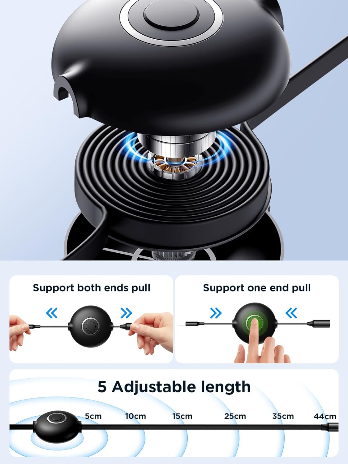 Aioneus Multi Charging Cable 3A Retractable Multi Charging Cord 3 in 1 Fast Charger Multiple Charger USB Cable with Lightning/Type C/Micro USB for Cell Phones/IP/Galaxy/PS/Tablets/iPads - Image 3