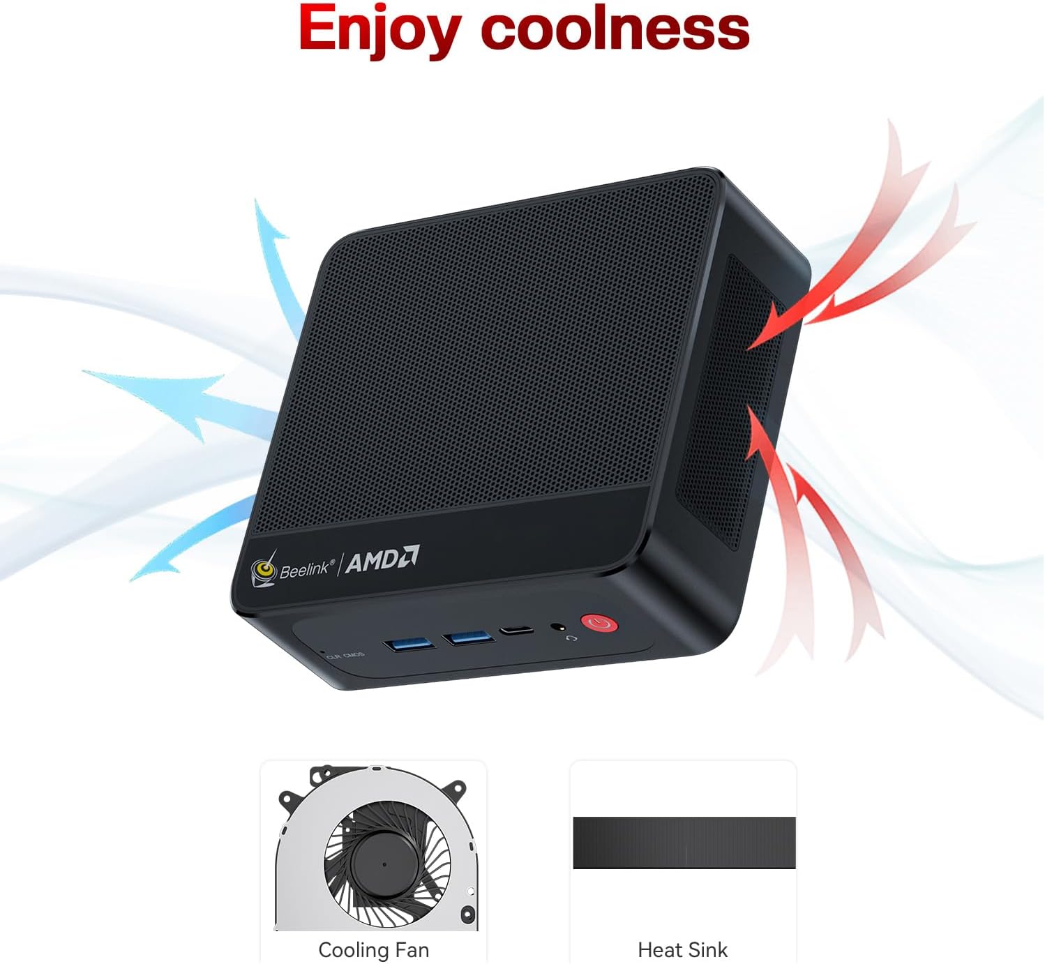 Beelink SER5 PRO Mini PC,AMD Ryzen 7 5850U(8C/16T,up to 4.4 GHz),Mini Computer 16GB DDR4 RAM 500GB M.2 SSD Graphics 8 core 2000 MHz Wifi6/BT5.2/HDMI+DP+Type-C,Support Three-Screen Display - Image 7