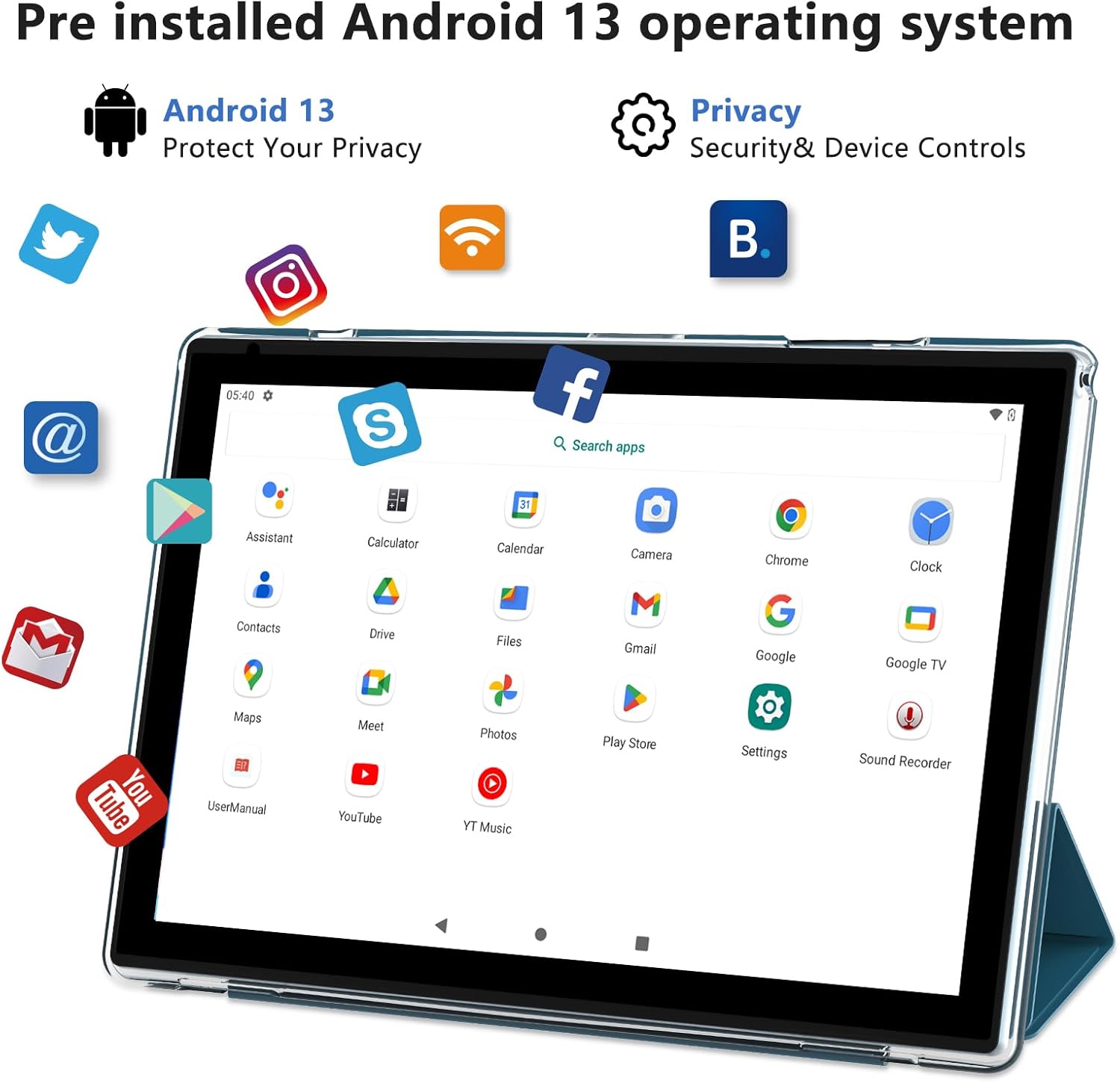 Android 13 Tablet 10 Inch, 12GB RAM+128GB ROM/1TB Expandable Tablet, 2 in 1 Tablets with Keyboard Case Mouse Stylus, 2.0GHz Quad-core CPU, 1280*800 IPS HD Screen, 5G WiFi6 BT 5.0, 8MP Camera Tablet PC - Image 4