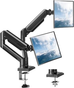 Dual Monitor Mount Fits 13 to 32 Inch Computer Screen, Dual Monitor Arm Hold up to 19.8lbs Each, Full Motion Monitor Desk Mounts for 2 Monitors, Gas Spring Monitor Stand, VESA Mount, Freelift