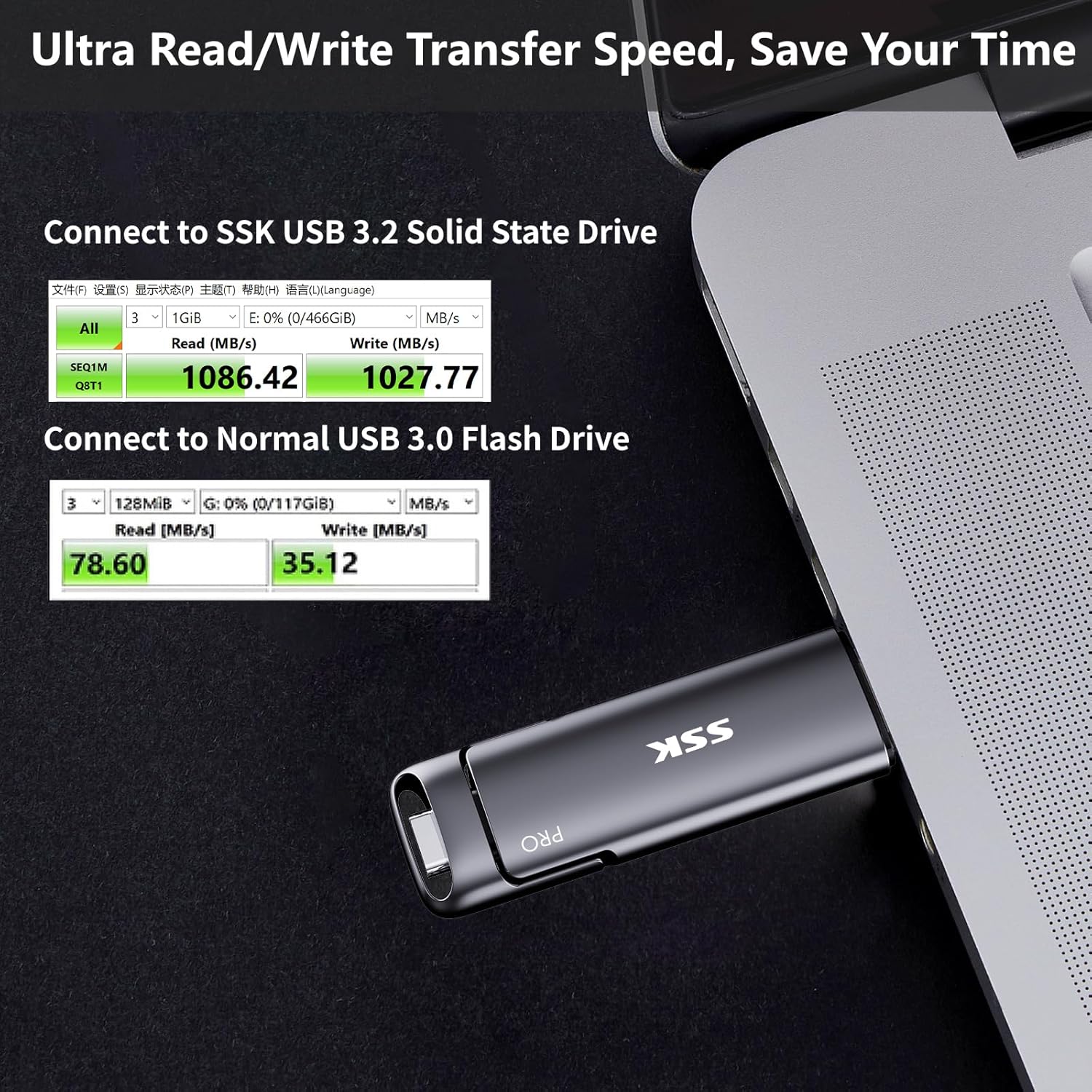 SSK 1TB USB C Thumb Drive up to 1000MB/s,Fast USB C Flash Dual Drive,External SSD Flash Drive Type C+USB A 3.2 Gen 2 Flash Drive,USB C Memory Stick for iPhone 15/PS4/Android Phone/Tablet/Windows/Mac - Image 3