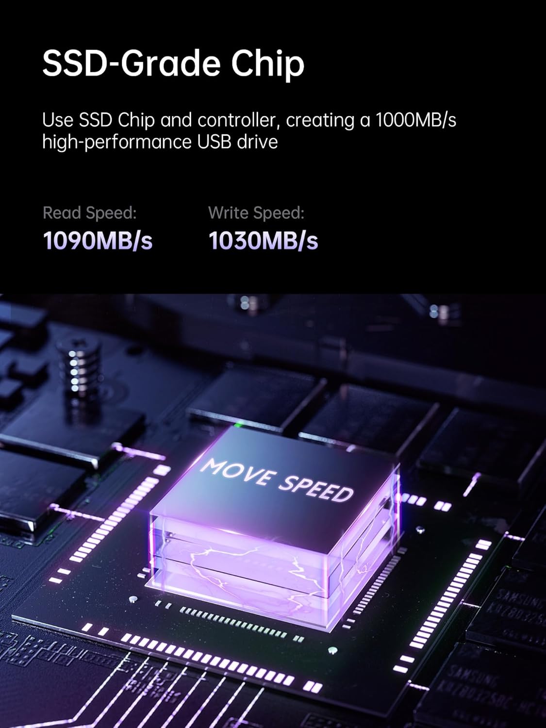 MOVE SPEED 2TB Flash Drive, External SSD with 1000MB/s Read Write Speed, USB 3.2 Gen2+Type C Dual Port Portable SSD, Thumb Drive for iPhone 15, 16 Series/MacBook/Android Phone/Audio etc - Image 4