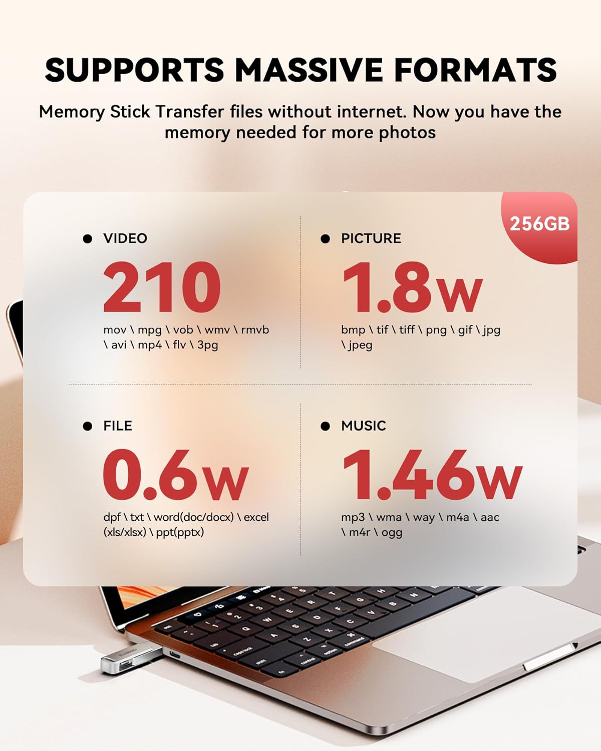 MFi Certified 256GB Flash Drive for iPhone Photo Stick, USB Thumb Drive Memory Stick High Speed USB Drive Photo Storage for iPhone USB Stick Compatible for iPhone/iPad/Android/PC - Image 7