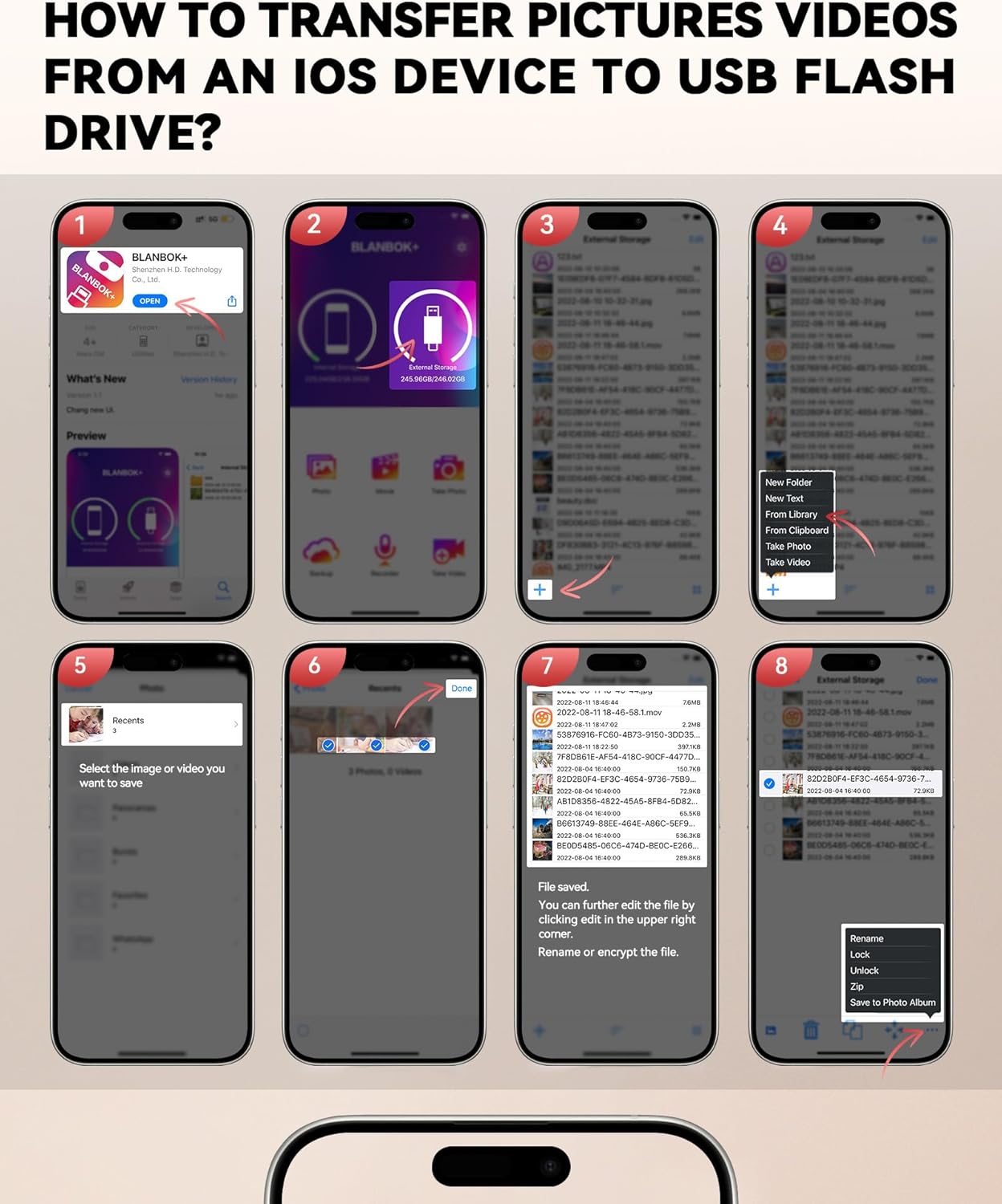 MFi Certified 256GB Flash Drive for iPhone Photo Stick, USB Thumb Drive Memory Stick High Speed USB Drive Photo Storage for iPhone USB Stick Compatible for iPhone/iPad/Android/PC - Image 9