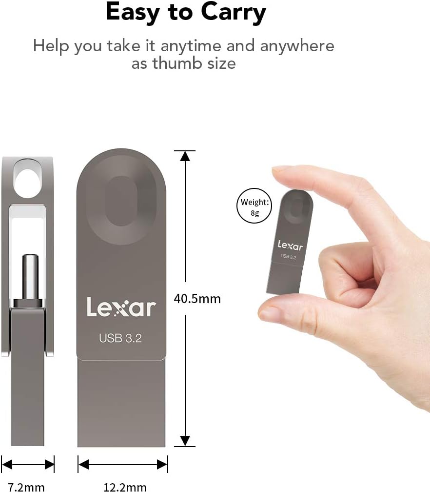 Lexar E32C 128GB Type-C USB Flash Drive, USB-A&USB-C 3.2 Gen 1 Dual Drive OTG 100MB/s Read, Thumb Drive Swivel Design Jump Drive for USB 3.0/2.0, Memory Stick for Android Smartphone, Laptop, PC - Image 8