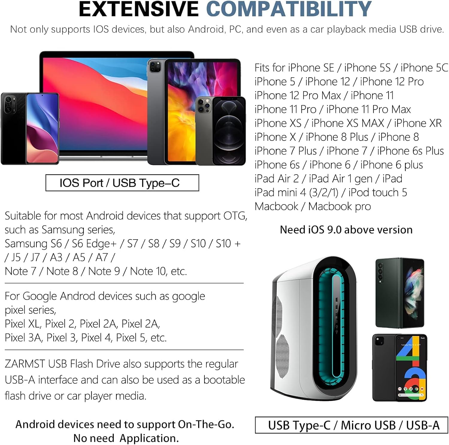 Thumb Drive for iPhone 512GB, 4 in 1 USB Type C Memory Stick, Photo Stick External Storage Flash Drive for iPhone iPad Android Computer, Sky Blue - Image 6