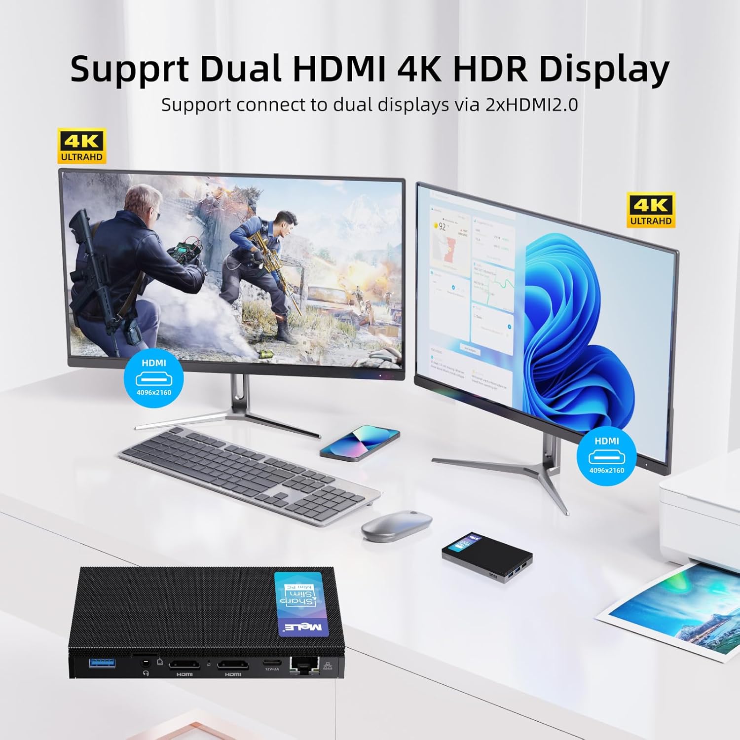 MeLE Quieter2Q Fanless Mini PC, Celeron J4125 8GB 128GB Micro Computer, Small Desktop with Gigabit Ethernet PXE Dual HDMI 4K Unlock BIOS on Industrial Astrophotography Webcast Office - Image 4