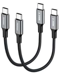 1FT Short 240W USBC to USBC Cable [12 inch, 2Pack], Fast Charging PD3.1 Type C Cord Compatible for iPhone 16/15 Pro Max, Car Charger, MacBook Pro/Air, iPad Pro, Samsung, Pixel, Laptop