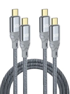 240W USB-C Charge Cable-3.3FT/1M 2 Pack-USBC to USBC Cable Fast Charging Cable-Type C to Type C Cable Cord for MacBook/iPhone 15 Pro Plus Max/i-Pad Air/Samsung S23, Compatible 140W/100W/60W