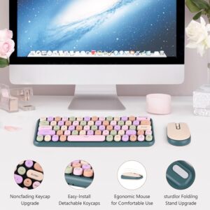 2.4G Wireless Keyboard & Mouse Combo, Portable%60 Small Typewriter Keyboard for Office PC Computer Laptop Desktop Windows (Green)