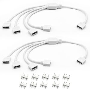 2PCS White ARGB Spliter Cables, 5V 3-Pin Addressable RGB 1-to-4 Y Spliter Cables, for Computer Chassis, 1 to 4 ARGB Cables, 1-to-4 ARGB Extension Cables, 11.8 Inches