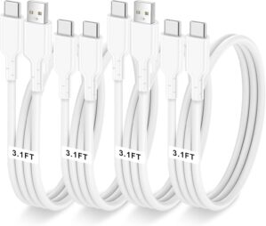 4 Pack Fast Charger Cable 60W 3.1FT(2 Pack USB to USB C Cable and 2 Pack USB C to USB C Cable) Type C 60W Fast Charging Cable for iPhone,iPad,AirPods,MacBook,Samsung,Moto and More