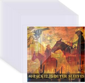 40 Pack 3.2 Mil Thick Vinyl Sleeves, 12.75" X 12.75" Vinyl Record Sleeves Clear Plastic, outer sleeve record protector for storing single and double LP albums, Record Sleeves Protection from Scratches
