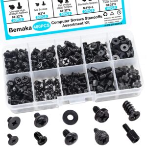 400PCS Computer Screws Assortment Kit, Motherboard Standoffs Screws PC Screws for Universal Motherboard, SSD, Hard Drive, PC Case, PC Fan, for DIY PC Installation and Repair