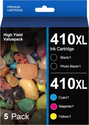 410XL Ink Cartridges High Yield Replacement for Epson 410 410XL 410 XL Ink Cartridges to use with Expression XP-7100 XP-830 XP-640 XP-630 XP-530 XP-635 Printer (Black,Cyan,Magenta,Yellow,Photo Black)