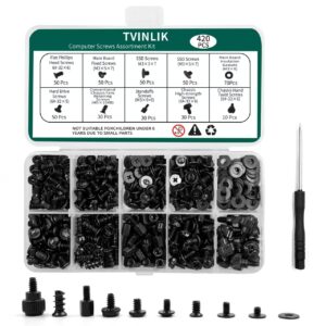 420PCS Computer Screw Kit, Motherboard Standoffs Assorted Screws for PC Case, HDD, SSD, Laptop, Fan, CD-ROM - for DIY PC Build Repair