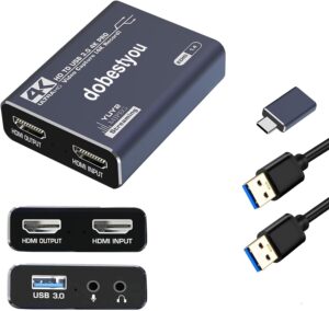 4K Audio Video Capture Card,HDMI USB 3.0, Full HD 1080P for Game Recording, Live Streaming Broadcasting…